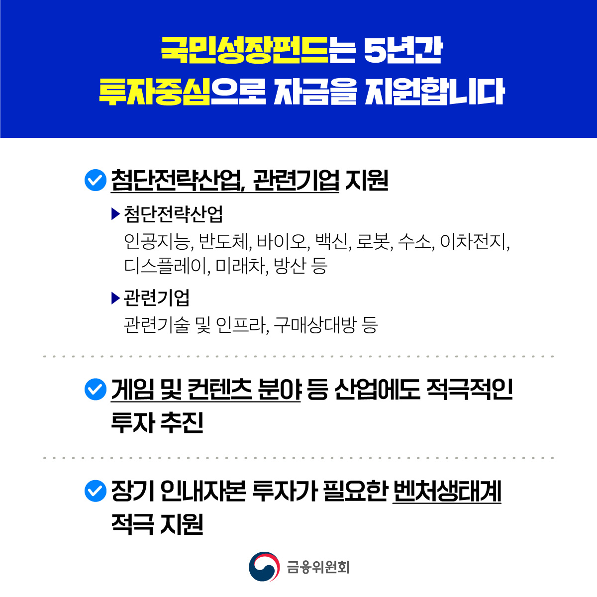 우리경제의 미래 성장동력을 강화하기 위해 150조원 국민성장펀