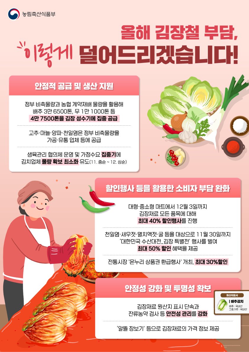 올해 김장철 부담, 이렇게 덜어드리겠습니다! 하단내용 참조