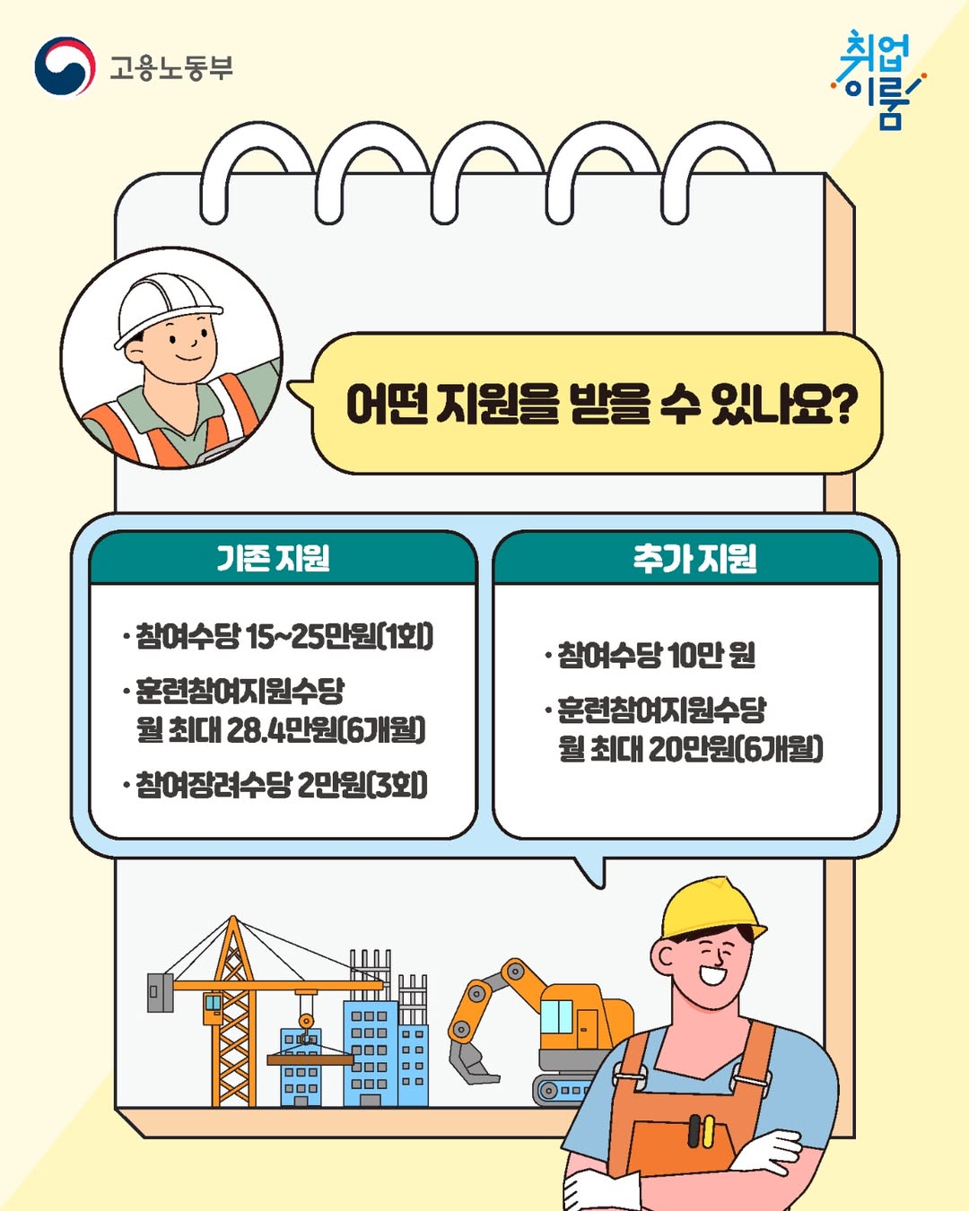 건설업 퇴직자의 취업지원과 생활안정을 한 번에!