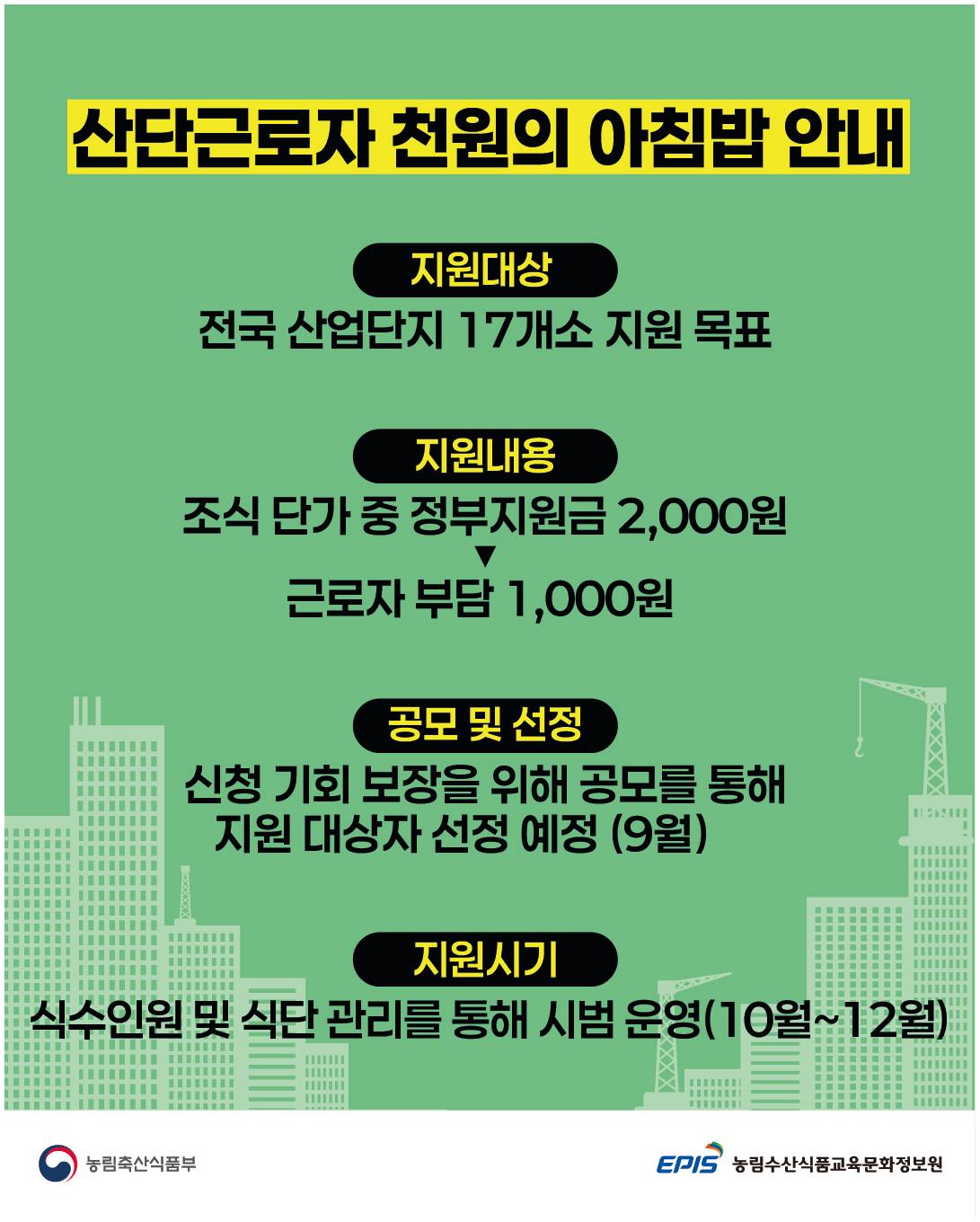 산단 근로자 천원의 아침밥 모집안내