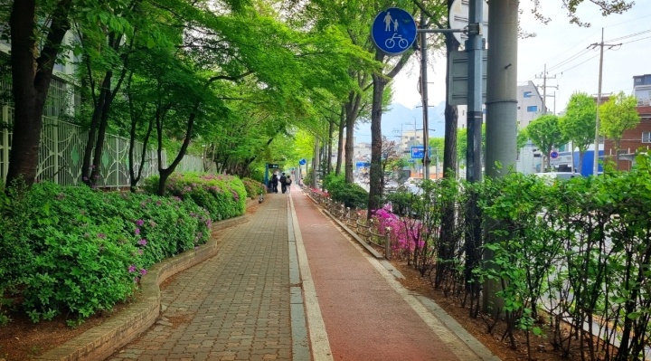 숨 쉬는 길 녹색 공간, 보행자용 녹지대.