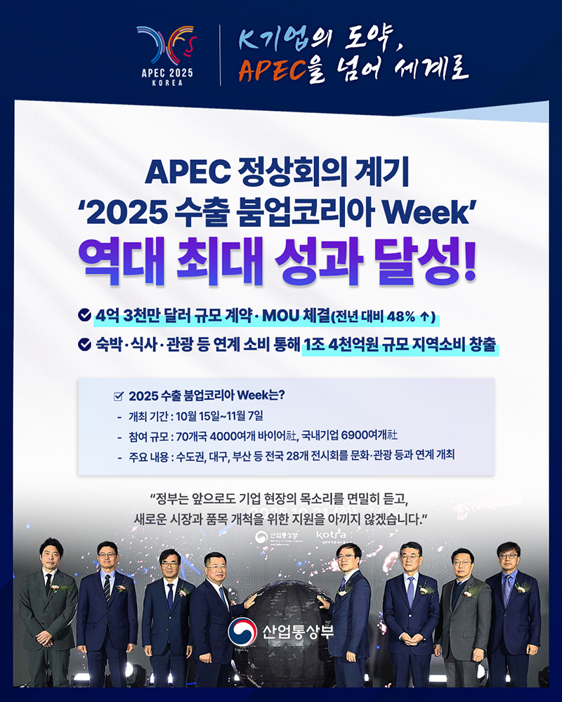 '2025 수출 붐업코리아 Week' 역대 최대 성과 달성! 하단내용 참조