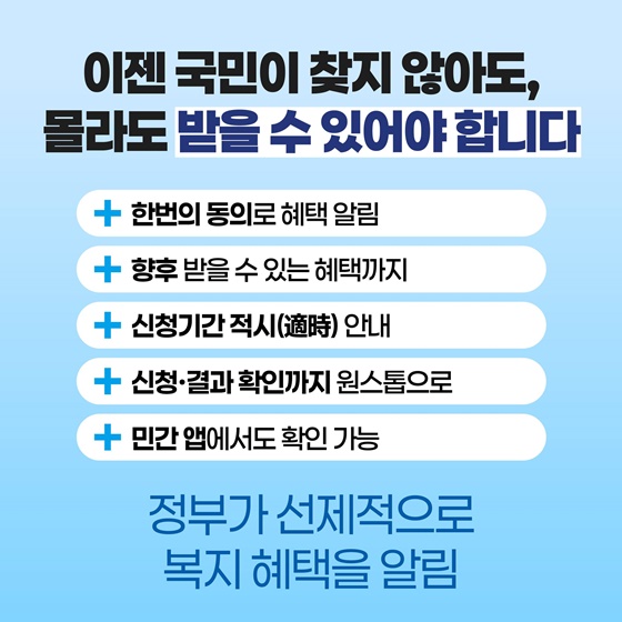 개인 맞춤형 복지 혜택 알림서비스 혜택알리미