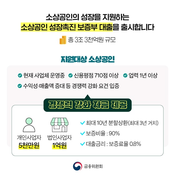 소상공인 성장촉진 보증부대출 출시