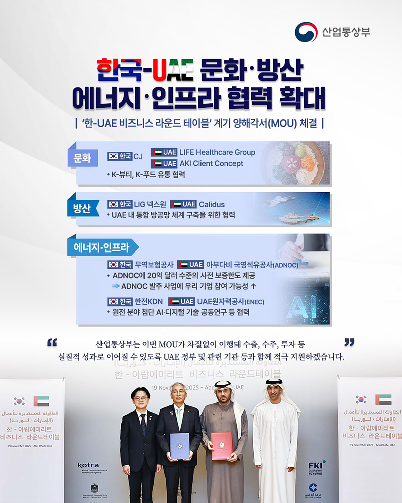 한국-UAE 문화·방산 에너지 ·인프라 협력 확대 하단내용 참조