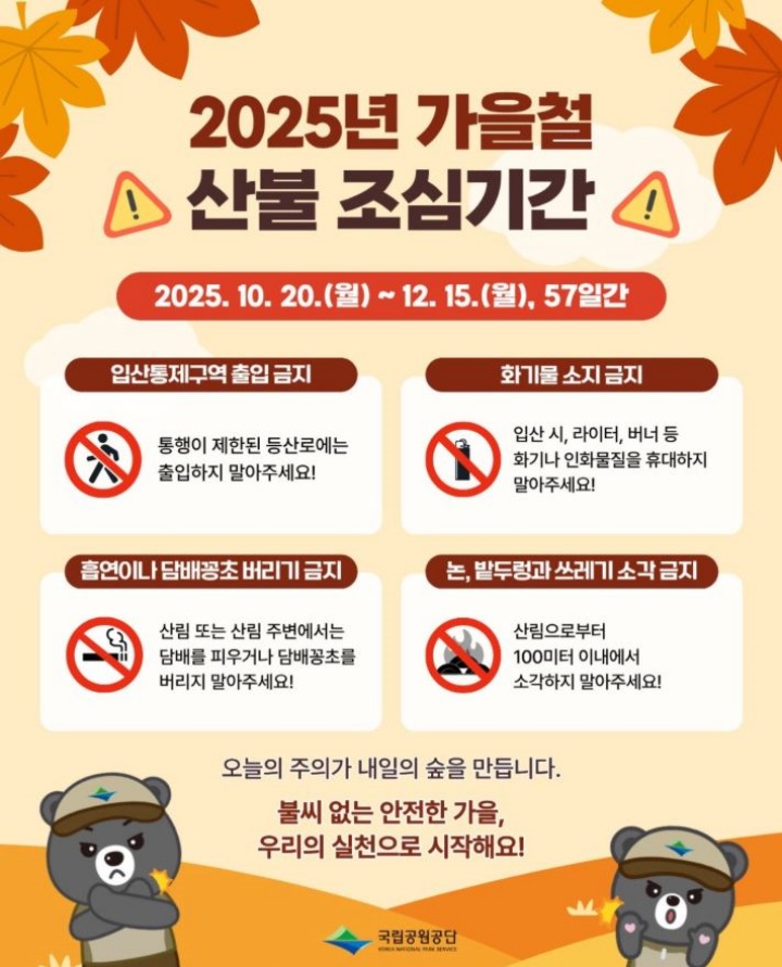 2025년 가을철 산불 조심 기간. (출처=국립공원공단)