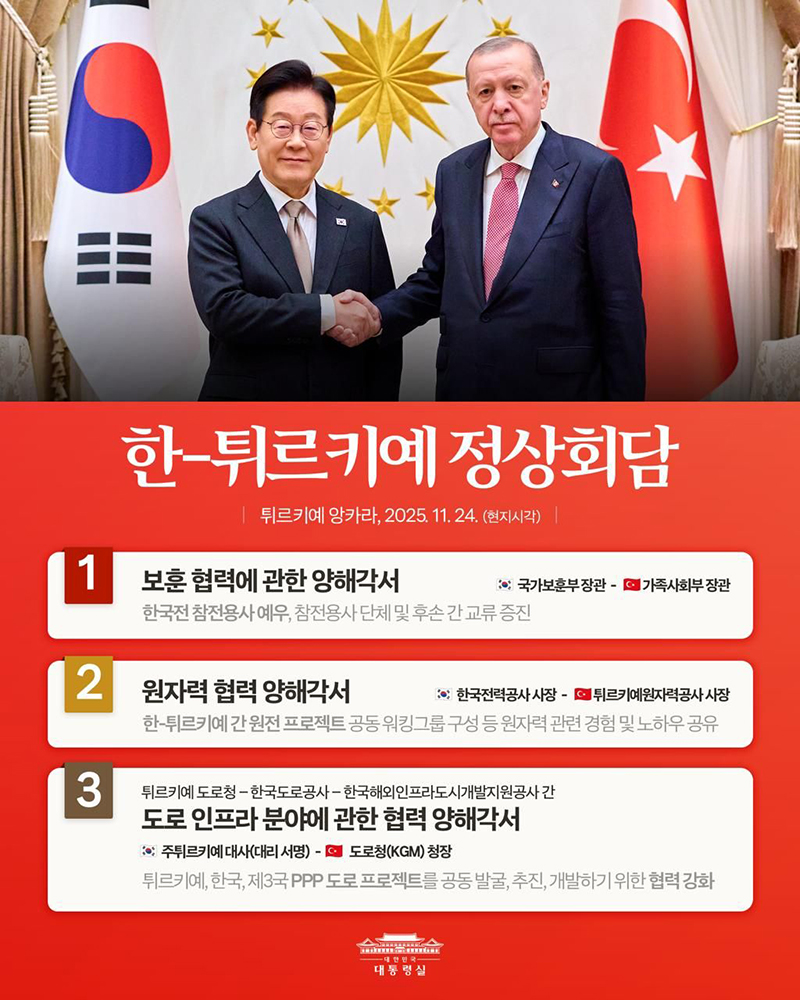 한-튀르키예 정상회담 결과, 국민께 보고드립니다 하단내용 참조