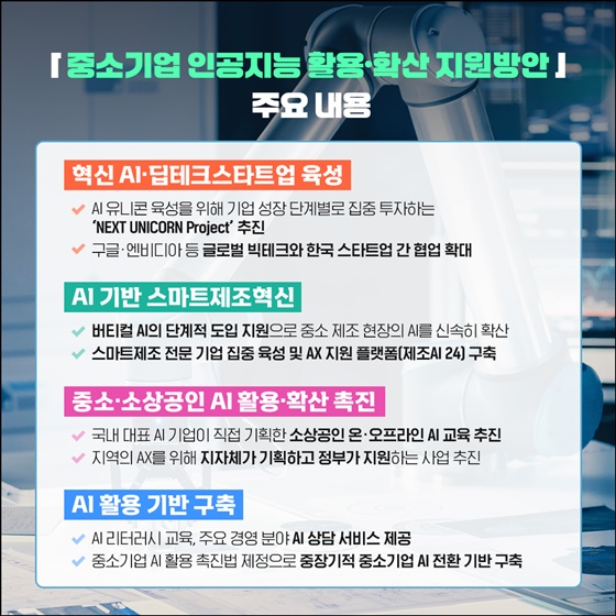 중소기업 인공지능 활용·확산 지원방안 제시