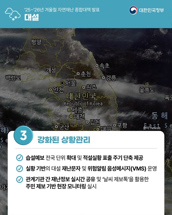 겨울철 자연재난(대설·한파) 종합대책 발표