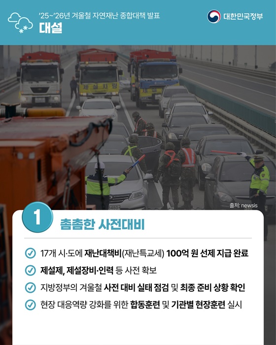 겨울철 자연재난(대설·한파) 종합대책 발표