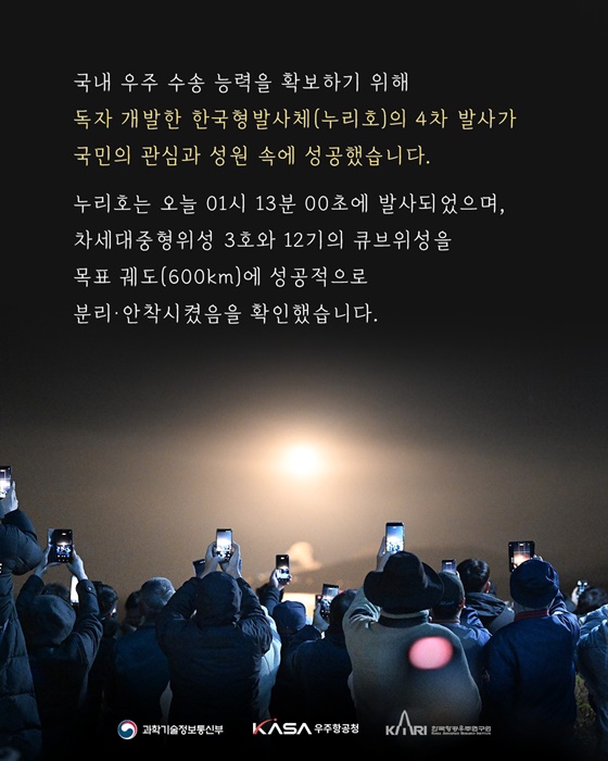 대한민국 독자 개발 우주 발사체 누리호 4차 발사 성공