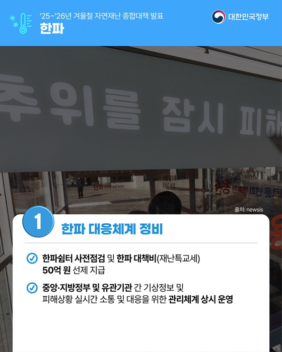 겨울철 자연재난(대설·한파) 종합대책 발표