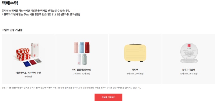 스탬프 개수에 따라 받을 수 있는 기념품. (출처=국가유산 방문 캠페인 누리집)