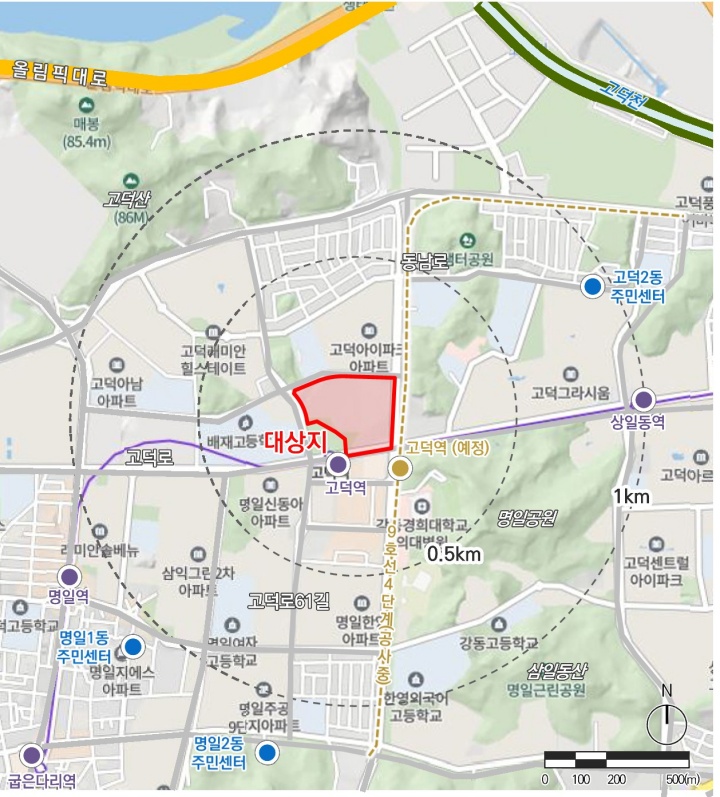 고덕역 도심 공공주택지구 위치(국토교통부 제공)
