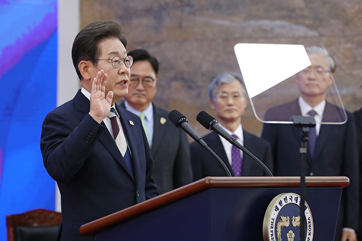 이재명 대통령이 서울 여의도 국회에서 제21대 대통령 취임 선서를 하고 있다. 2025.6.4 (ⓒ뉴스1, 무단 전재-재배포 금지)