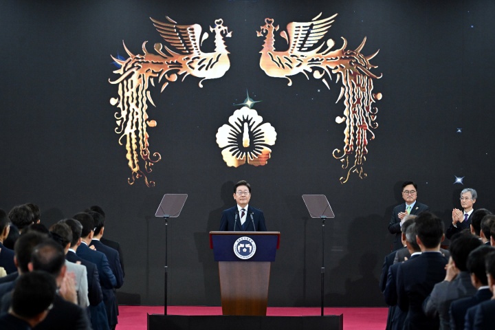 이재명 대통령이 4일 서울 여의도 국회에서 제21대 대통령 취임사를 하고 있다.(ⓒ뉴스1, 무단 전재-재배포 금지)