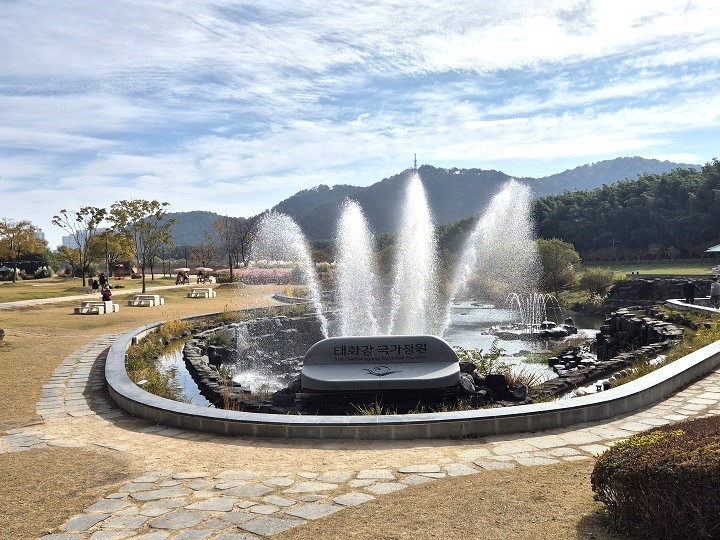 태화강 국가정원 무지개 분수 앞.
