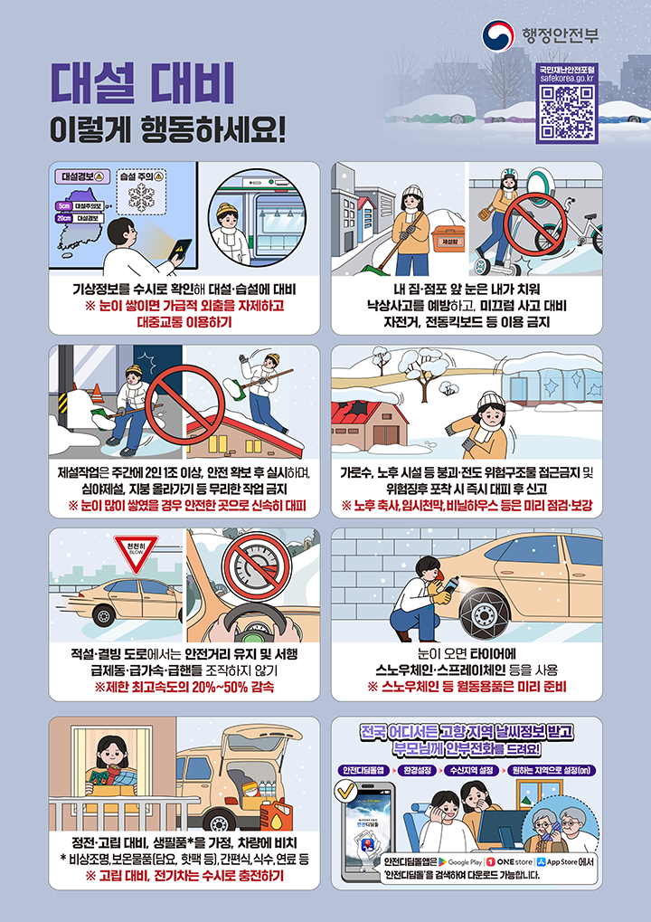 대설 국민행동요령 (자세한 내용은 본문에 설명 있음)