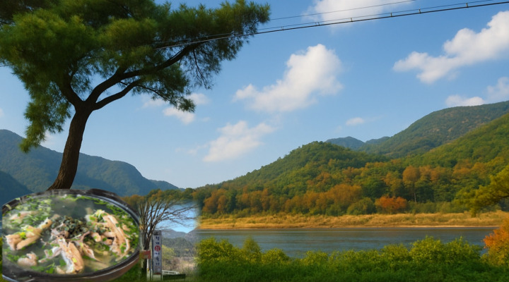 섬진강변의 특산물 다슬기 능이버섯곰탕.