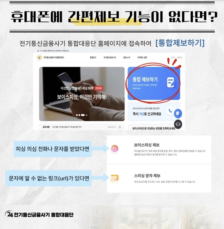 휴대폰에 간편제보 기능이 없다면 어떻게 해야 할까? (출처=전기통신금융사기 통합대응단)