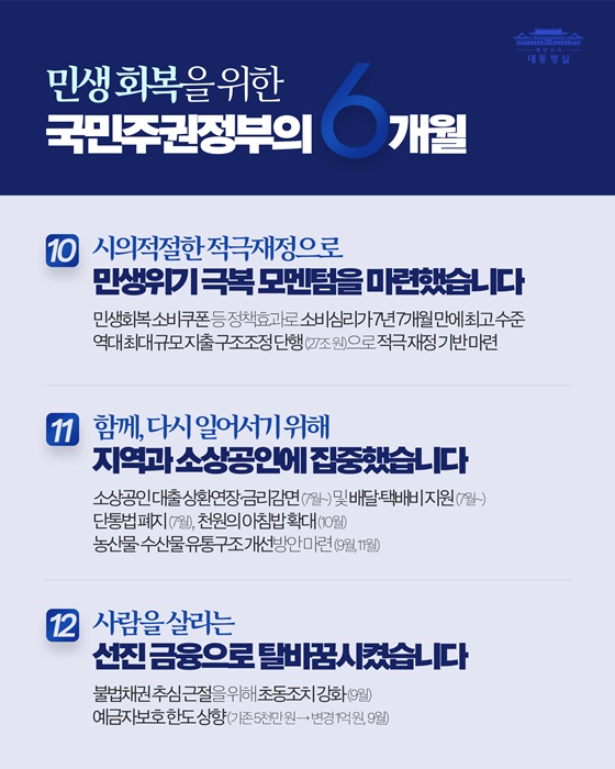 민생 회복을 위한 6개월, 국민께 보고드립니다