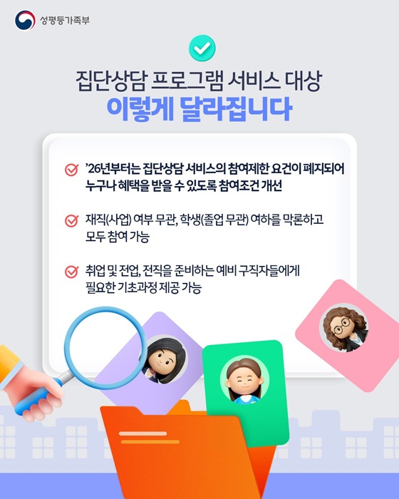 새일센터 집단상담 프로그램 참여조건 완화