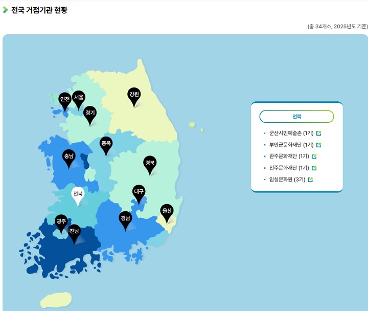 꿈의 무용단은 전국 34개소(2025년 기준) 운영. (출처=꿈의 무용단 누리집)