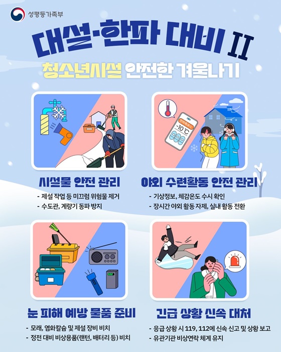 대설·한파 대비! 청소년, 청소년시설 건강한 겨울나기
