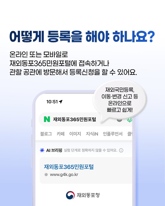 해외에 살고 있는 국민들을 위한 재외국민등록 Q&A