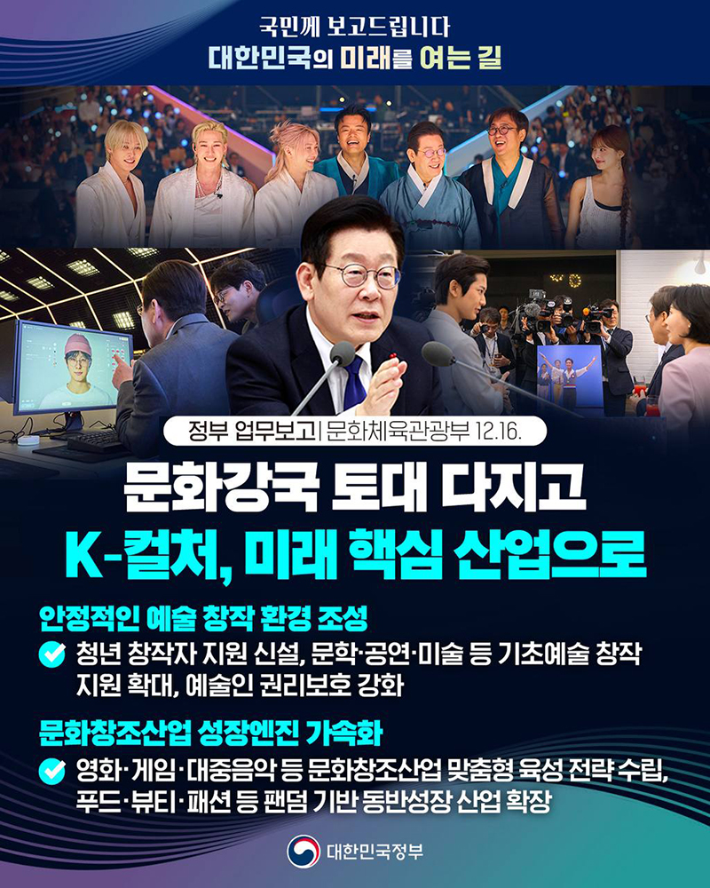 문화강국 토대 다지고 K-컬처, 미래 핵심 산업으로 하단내용 참조