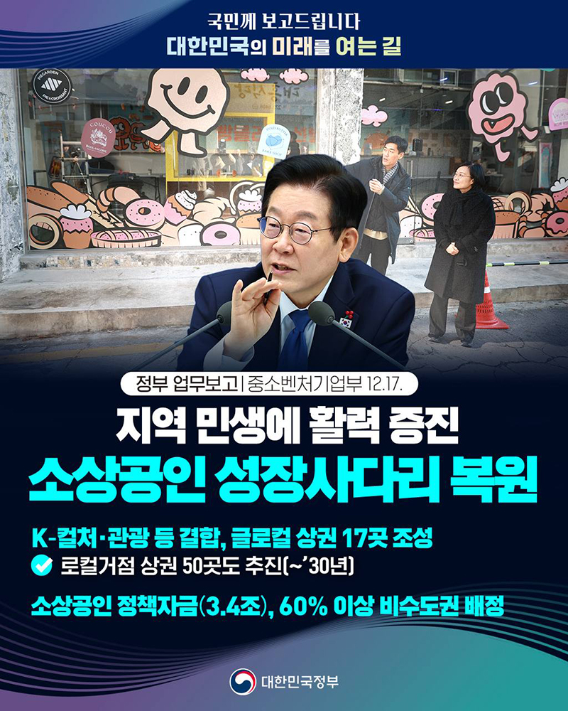 지역 민생에 활력 증진, 소상공인 성장사다리 복원 하단내용 참조
