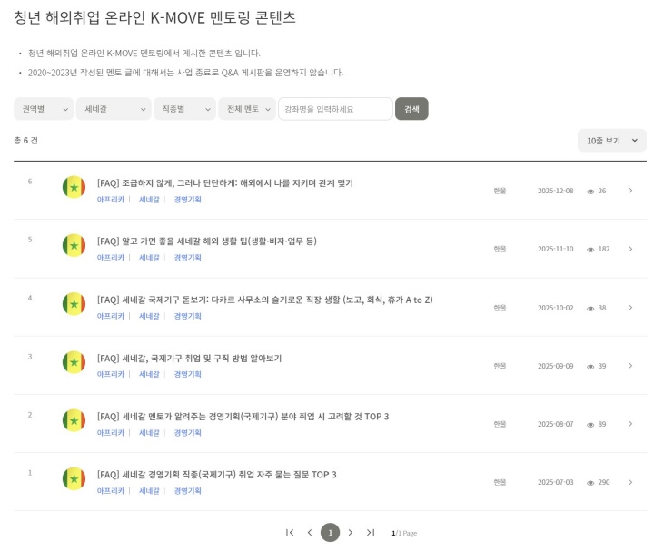 정책기자단 기자가 세네갈 파견 근무를 바탕으로 작성한 FAQ 5건.