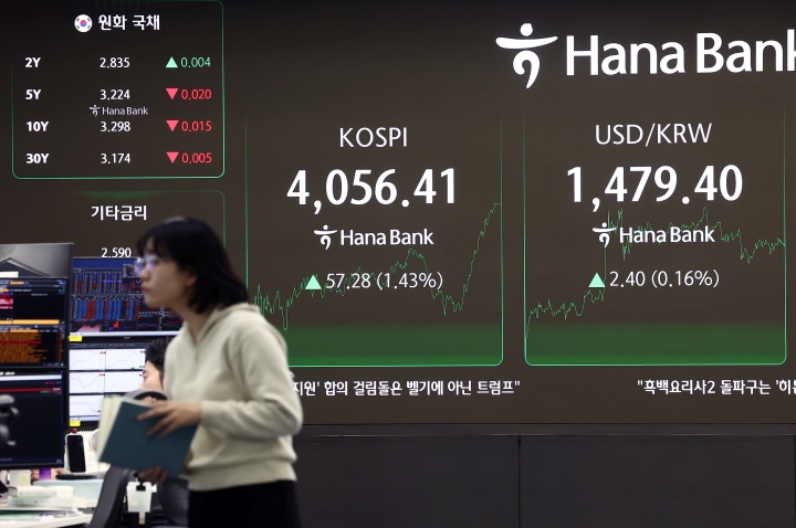 서울 중구 하나은행 본점 딜링룸 전광판. 2025.12.17 (ⓒ뉴스1, 무단 전재-재배포 금지)