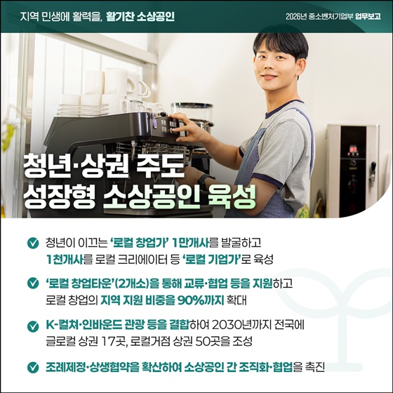 지역 민생에 활력을, 활기찬 소상공인