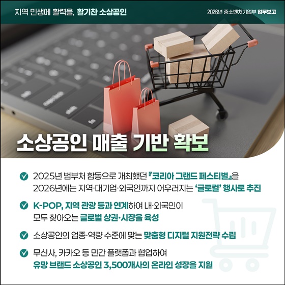 지역 민생에 활력을, 활기찬 소상공인