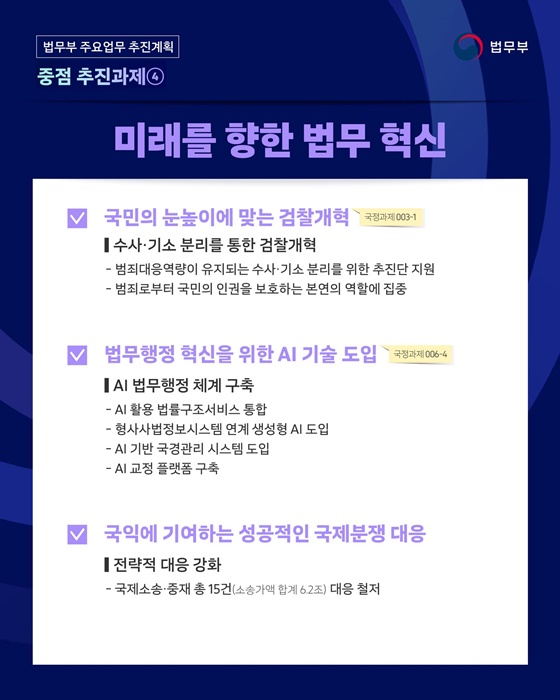 국민이 안전한 나라, 인권의 가치를 존중하는 혁신 법무행정