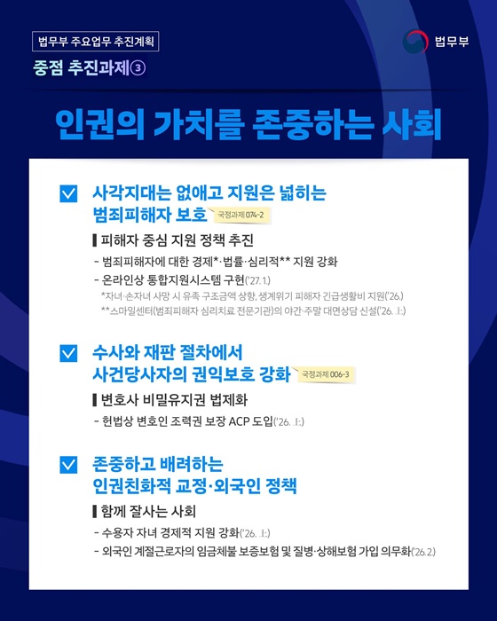 국민이 안전한 나라, 인권의 가치를 존중하는 혁신 법무행정