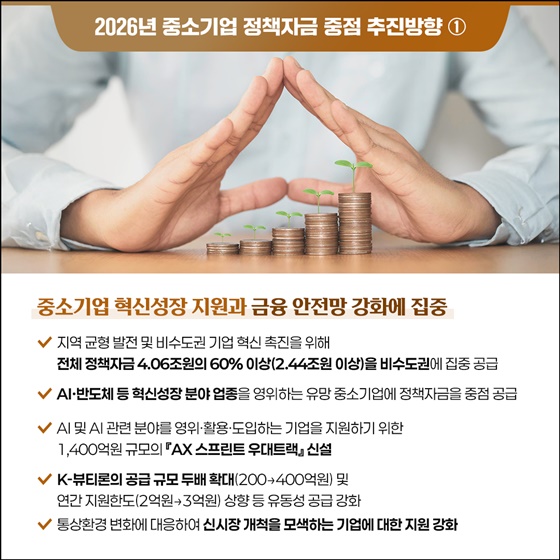 정책자금 지원체계를 수요자 중심으로 편리하게!