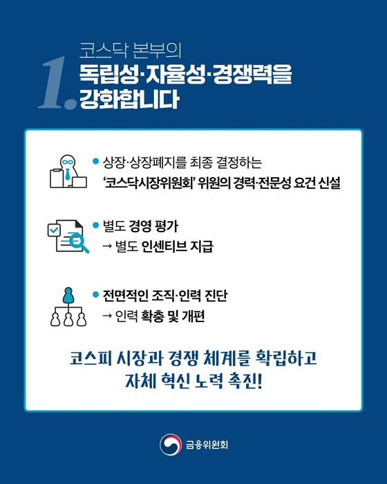 코스닥 시장 체질을 개선합니다