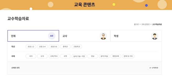 초등학생부터 고등학생까지 학년과 과목에 따라 적합한 미디어 교육 콘텐츠를 활용할 수 있다.