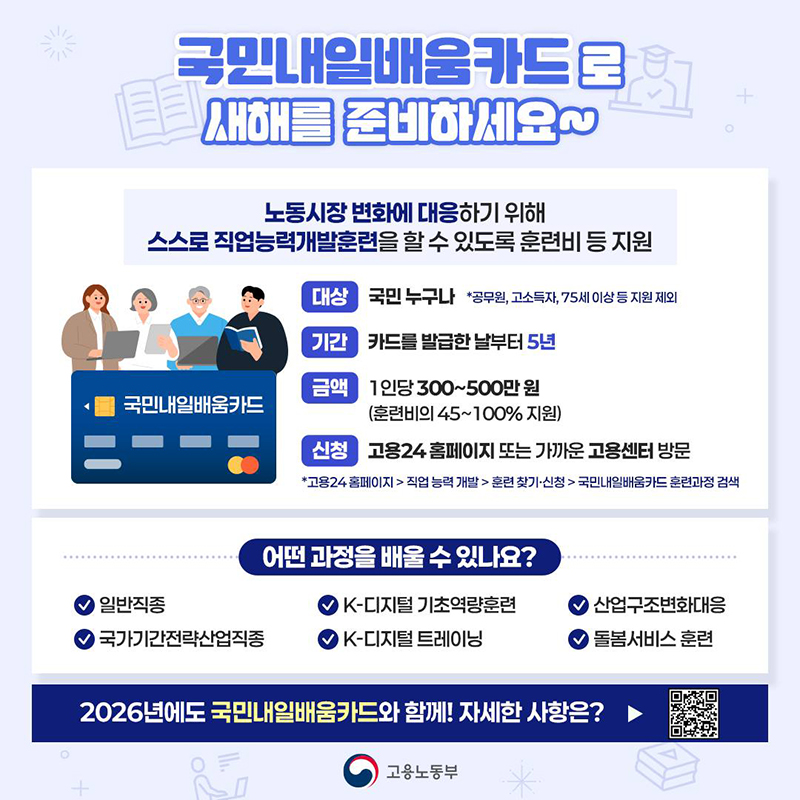 국민내일배움카드 새해를 준비하세요 하단내용 참조