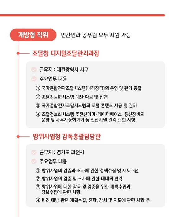 개방형 직위 공개모집, 지금 지원해 보세요!
