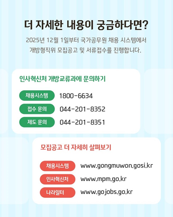 개방형 직위 공개모집, 지금 지원해 보세요!