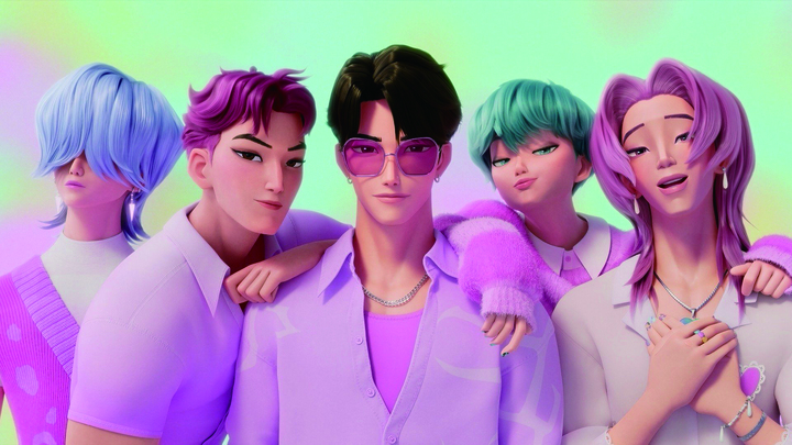 '케이팝 데몬 헌터스'에 등장하는 보이그룹 사자보이즈.