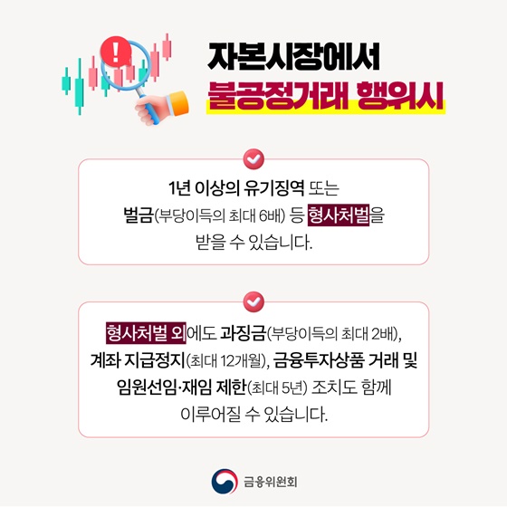 자본시장 거래 질서 확립, 불공정거래 혐의 적발 및 고발