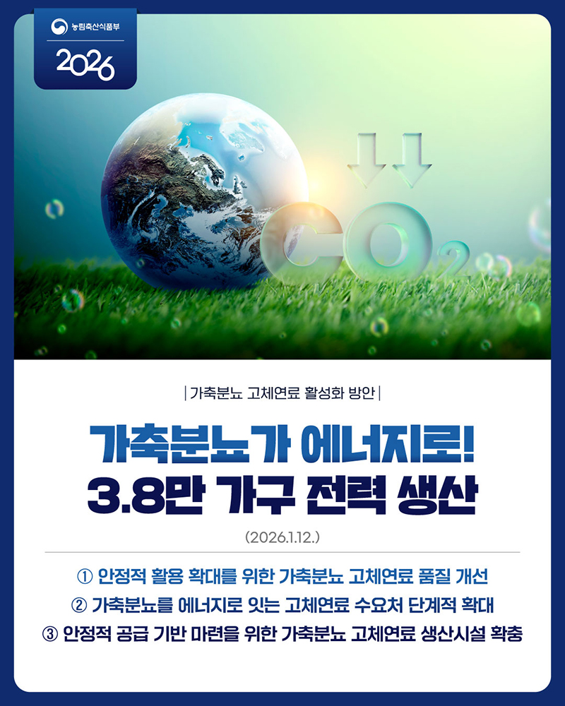 가축분뇨가 에너지로! 3.8만 가구 전력 공급 하단내용 참조