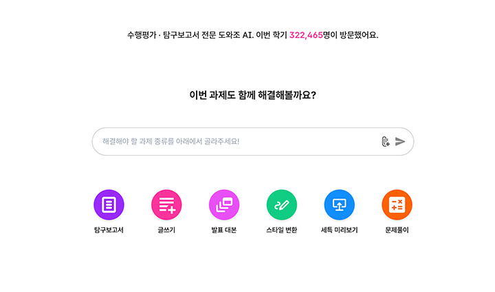 아예 대놓고 과제물 생성형 AI가 등장하기도 했다. 사용자량이 웬만한 논문 조회수보다 많은 것을 확인할 수 있었다.