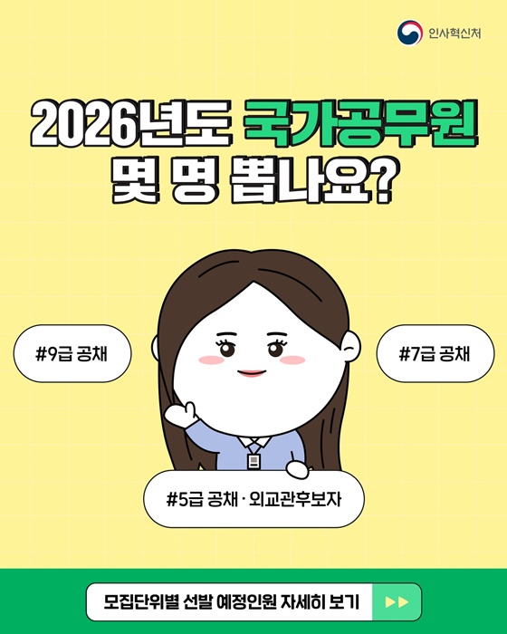 2026년도 국가공무원 몇 명 뽑나요?