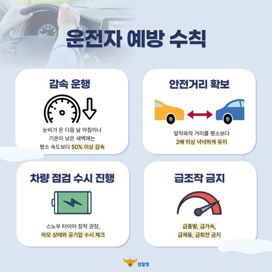 겨울 도로 위 투명한 함정, 블랙아이스 대응법!