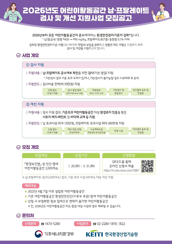 납·프탈레이트류 검사 및 개선 지원사업 안내문